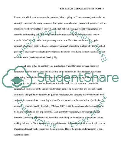 Research Design and Methods of the Study
