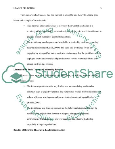 Leader Selection Theories