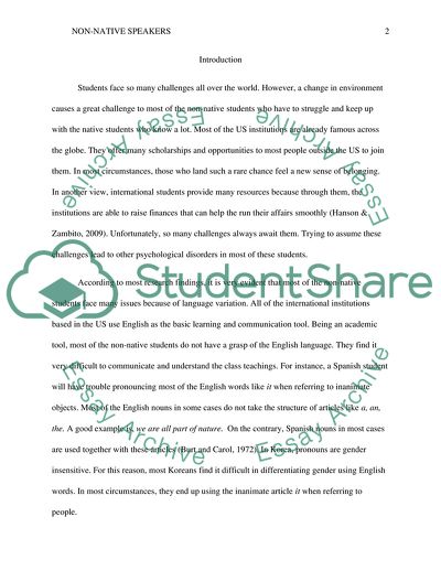 Issues Which Face Non-native Speakers in the U.S