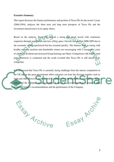 Tesco Financial Statement Analysis