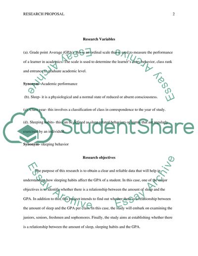 Research Proposal on How sleep effects GPA