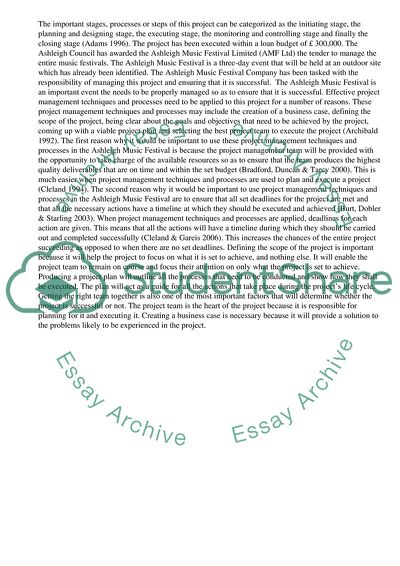 Project Management of the Ashleigh Music Festival