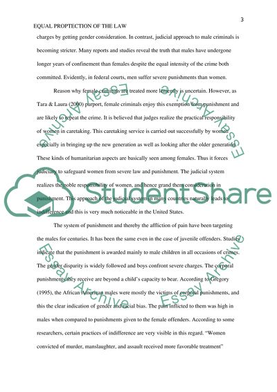 Eqaul protection of the law: Does both sex receive equal punisment for the same crime committed