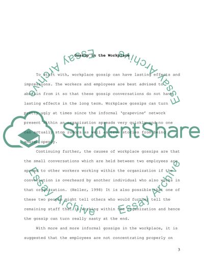 The Basis of Workplace Gossip