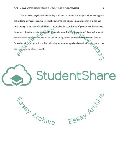 Collaborative Learning in an Online Environment