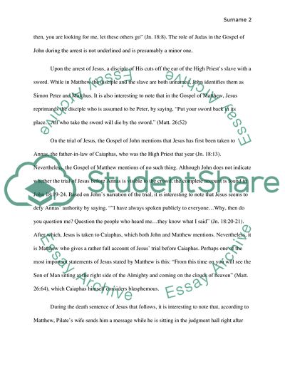 Comparison of the Passion Narratives of the Gospels