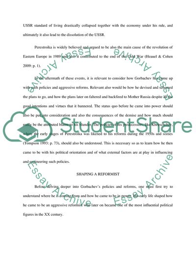 Gorbachev and the Age of Rebuilding