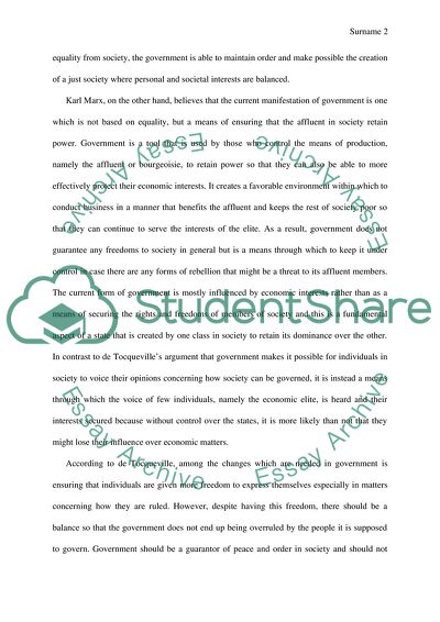 De Tocqueville and Marx on Government