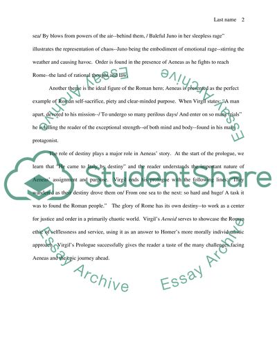 Analysis of Virgils Aeneid Prologue