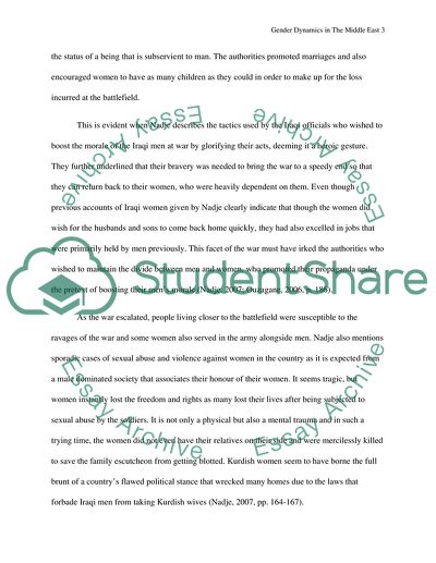 War and Conflict:Gendering Violence and Peace in the Middle East