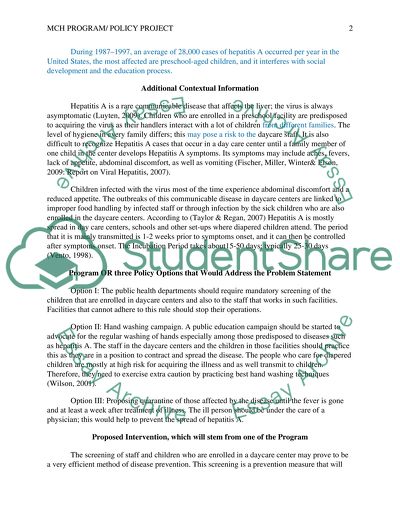 MCH Program/Policy Project