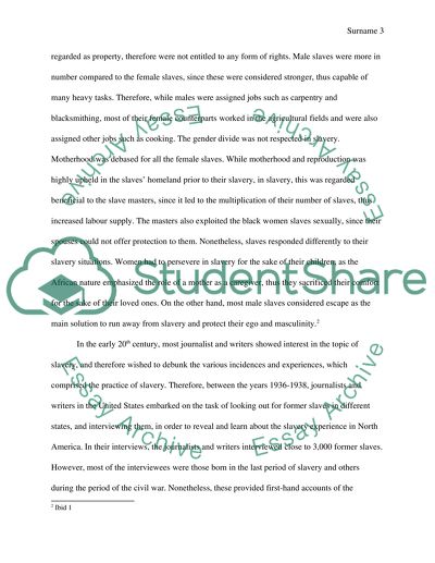 Slave Experience in North America