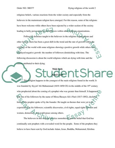 Dying Religions of the World