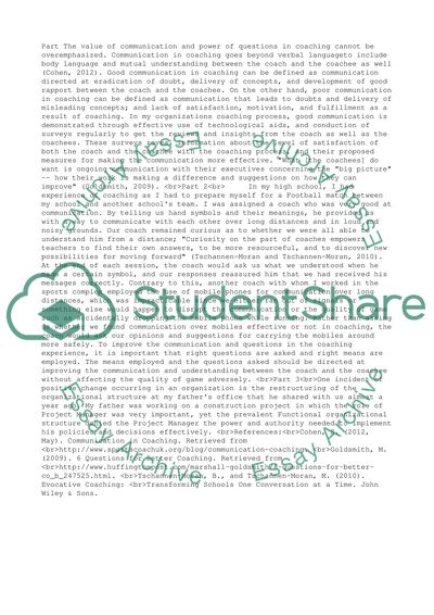 Organization Leadership Experience, Communication and the Power of Questions