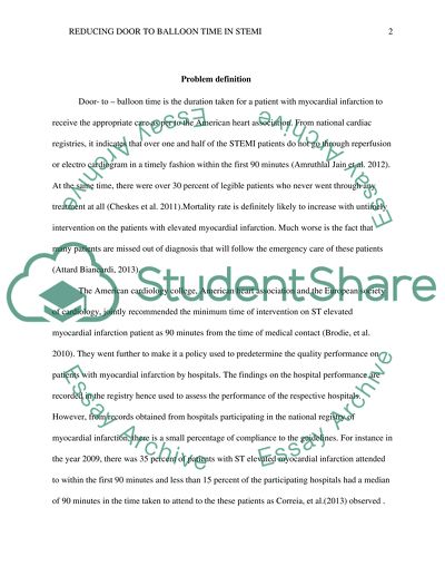 Nursing Leadership and Management Field Experience: Reducing Door to Balloon Time in STEMI