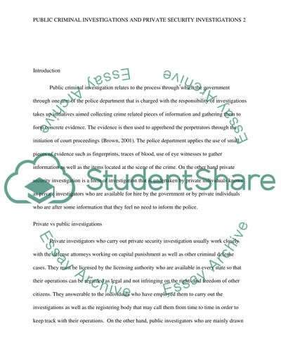 Public criminal investigations and private security investigations