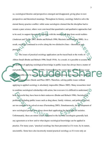 Problems of Applying Sociological Knowledge to Public Issues