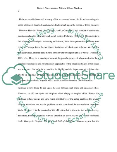 Robert Fishman and Critical Urban Studies