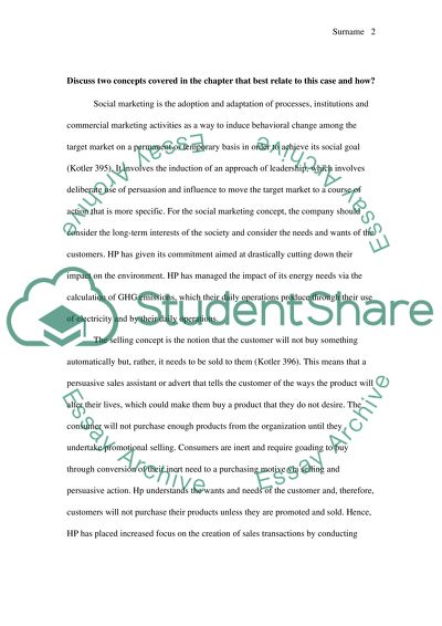 The Current Marketing Mix for HP