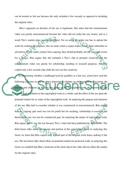 LAW AND ETHICS OF DIGITAL MEDIA HYPOTHETICAL: COPYRIGHT