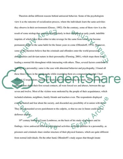 The Causes Deviant Behavior of the Antisocial Attitude of the Psychopaths