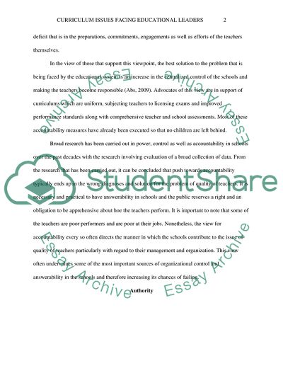 Curriculum Issues Facing Educational Leaders