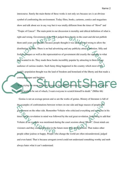 The relationship between Henry Millers novel Tropic of Cancer and Allen Ginsbergs poem Howl