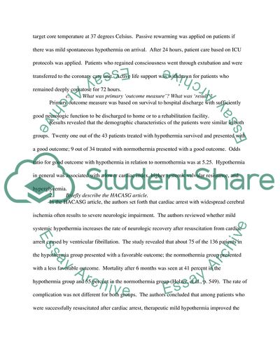 Hypothermia Post-Cardiac Arrest