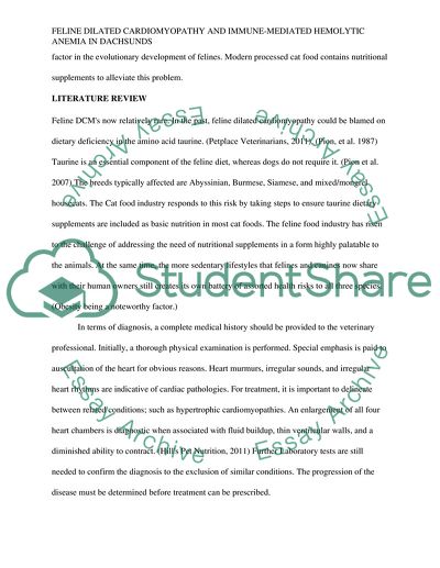Cat Dilated Cardiomyopathy and Immune Mediated Hemolytic Anemia in Daschunds