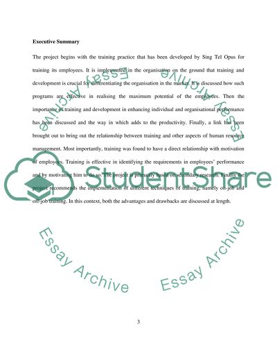 Training Practice of Sing Tel Opus