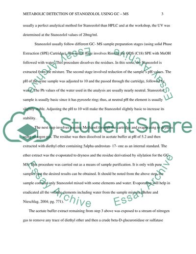 Metabolic Detection of Stanozolol Using GC Mass Spectrometry