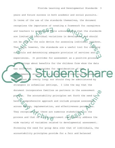 Florida Learning and Developmental Standards