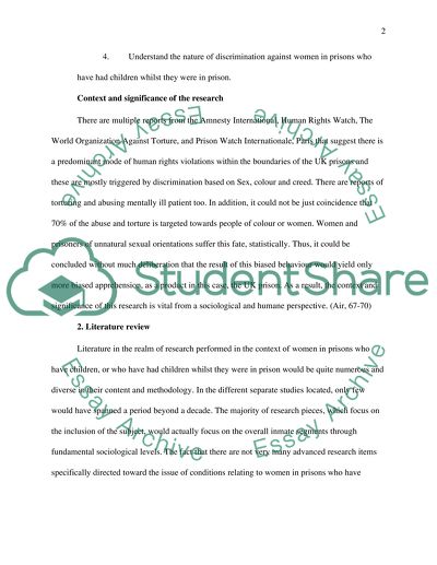 Women in Prisons Who Have Children, or Who Have Had Children Whilst They Were in Prison