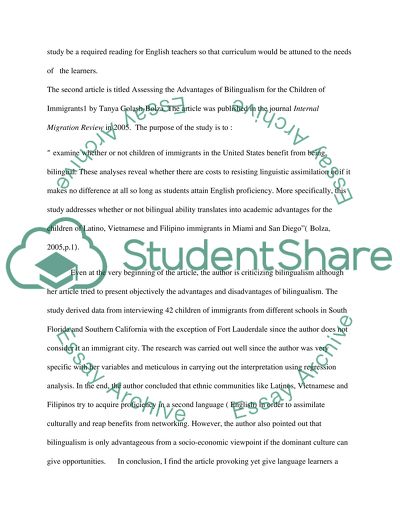 It has to be a article on english language learners