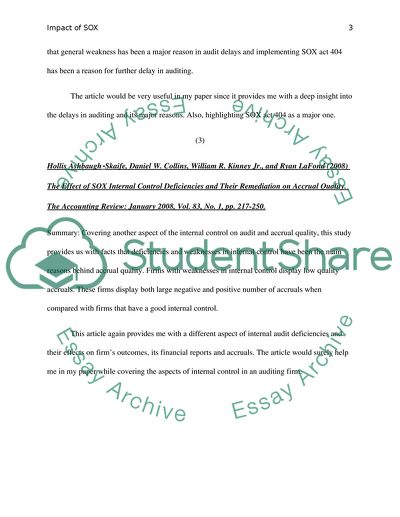 The Impect of SOX and Its Implications in the Financial Sector