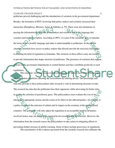 Interactions Between Policymakers And Scientists