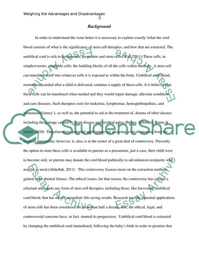 Advantages and Disadvantages for Storing Umbilical Cord Blood