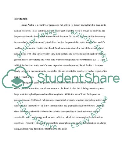 Solar Energy For Desalination Technologies in Saudi Arabia