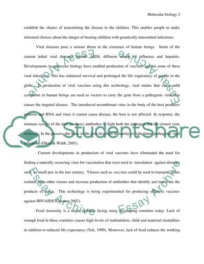 How developments in molecular biology might help the survival of mankind (800 words)