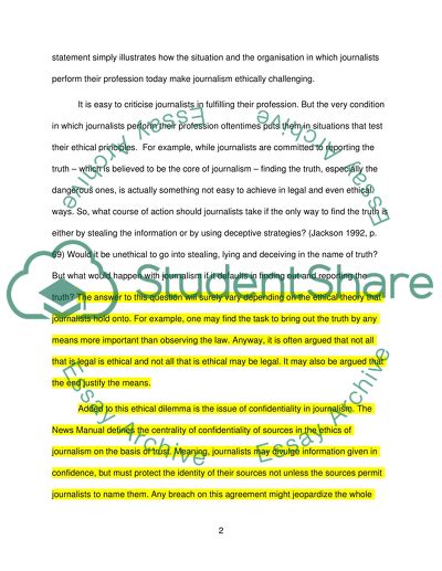 Do Ethical Theories Help Journalists do Their Job