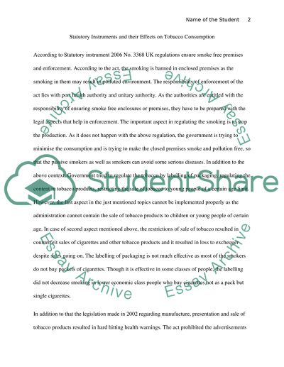 Ban on Tobacco and Governments Attempts to Regulate It