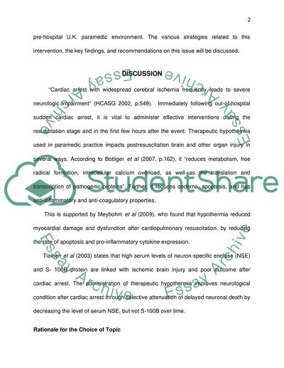 The Use of Therapeutic Hypothermia in The Treatment of Out-of-hospital Cardiac Arrests