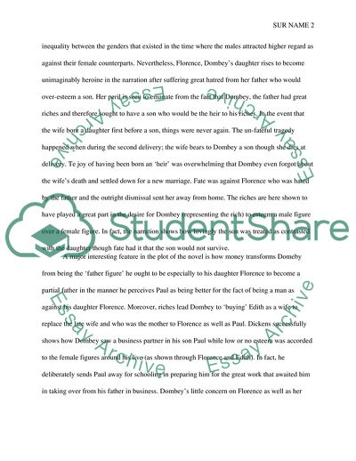 Dombey and Son - the Use of Money and the Influence in Changing Women Dependent on Men