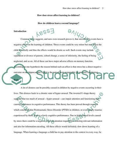 How Does Stress Affect Learning of Children