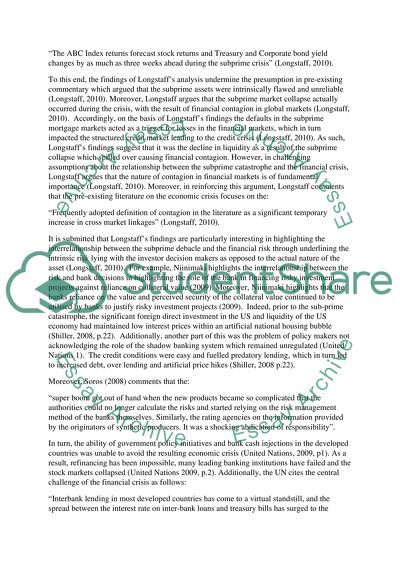 Evaluate the Reasons for the Recent Global Financial Crisis