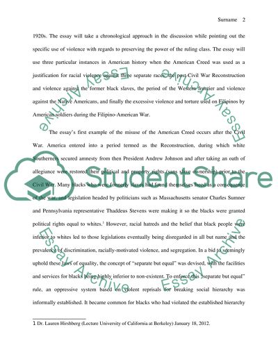 Violence, the American Creed and the Ruling Class