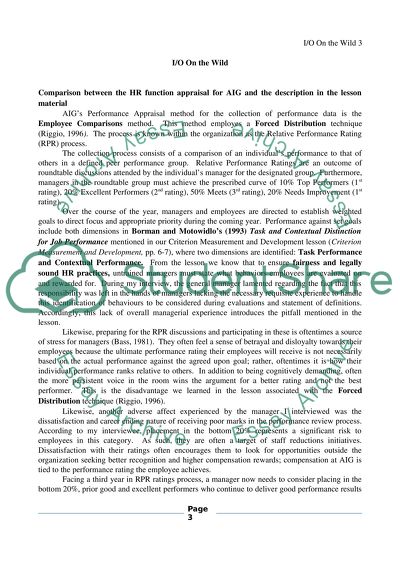 I/O In the Wild. Appraisal