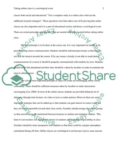 Taking Online Class is a Sociological Event