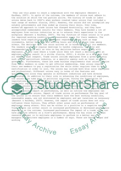 Impact of trade unions on firm performance