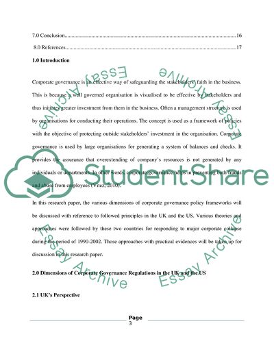 Corporate Governance Regulations in the UK and the US